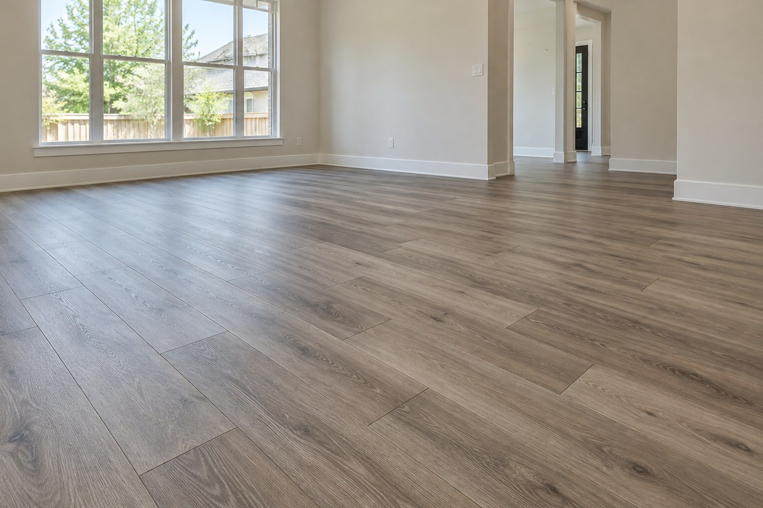 Gray-brown luxury vinyl plank flooring design concept
